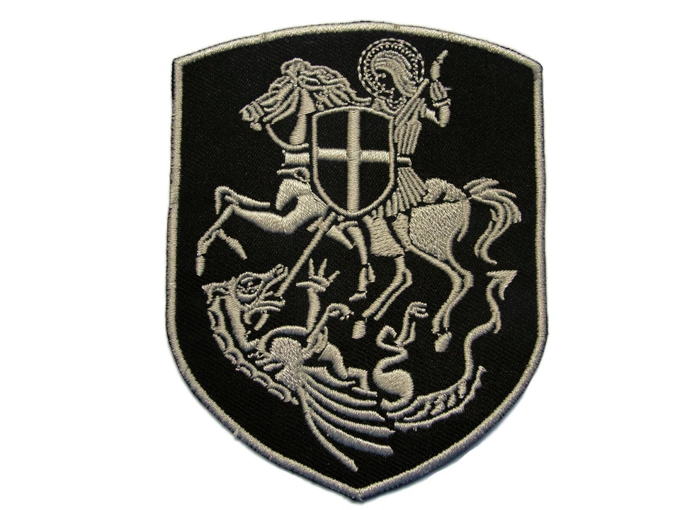 Knight St George on Horse Slaying Dragon Christian Embroidered Iron On Patch  - Image 1 of 1