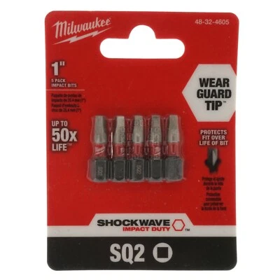 Milwaukee Tool 48-32-4605 SHOCKWAVE™ Impact Square Recess #2 Insert Bits, 5-Pack - Image 1 of 4