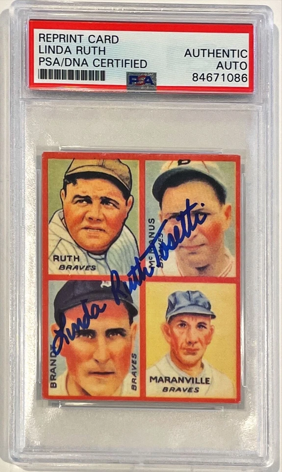 1935 Goudey REPRINT Babe Ruth Linda Ruth Tosetti Signed Auto Card #1J PSA/DNA - Image 1 of 1
