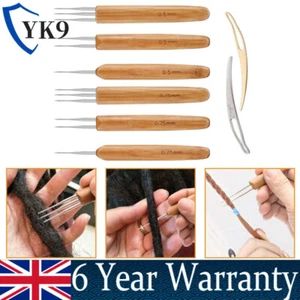 8PCS Bamboo Crochet Dreadlock Hook Needle Dread Tool Braiding Hair Maintenance - Picture 1 of 11