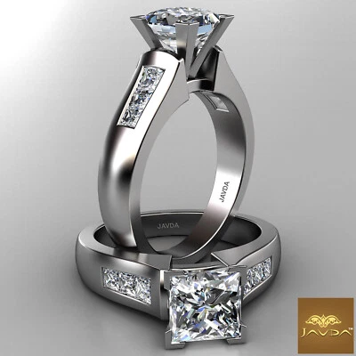 Anillo conjunto de canal con punta de compromiso de diamantes talla princesa certificado por GIA F VS2 1,6 quilates Foto 1 de 4