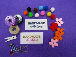 Personalised Handmade with love labels for craft - 50mm x 25mm (SL FLAT 1 - D10) - Picture 1 of 4