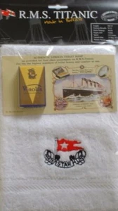 RMS Titanic Face Cloth 100% Cotton Embroidered Authentic Soap White Star Line - Picture 1 of 1