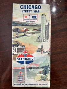 Vintage Standard Oil 1966 Chicago Street Map Standard Oil Division Mappa - Foto 1 di 4