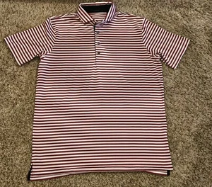 Greyson Mens  Polo Shirt Size Large Pink Red Blue Striped Wolf Logo  - Picture 1 of 8