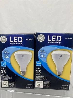 (2) GE LED BR30 Dimmable Soft White Indoor Floodlight Bulb 10W 65 Watt Replace - Image 1 of 4