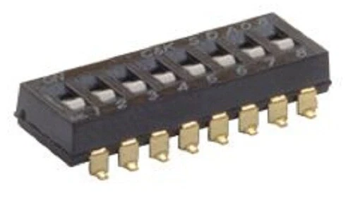 C & K DIP SWITCHES 5Pcs 25mA 8-Way SPST Raised Slide Actuator, Surface Mount - Image 1 of 1