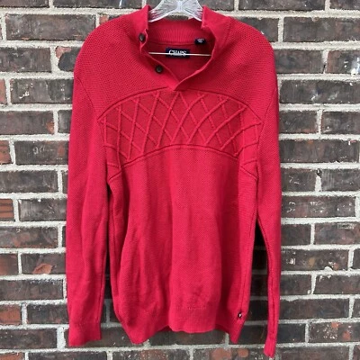 CHAPS Men's Size M Red Knit Pullover Long Sleeves Christmas Holiday Warm - Image 1 of 4