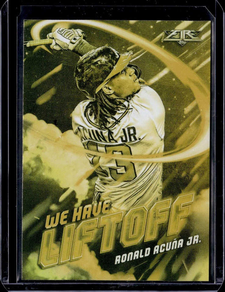 2021 Topps Fire Baseball Ronald Acuna Jr. Gold Minted Insert Atlanta Braves - Image 1 of 1