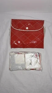 Lot of 8 Mid Century Modern Handkerchiefs, Floral Motif, With Red Vinyl Pouch - Picture 1 of 12