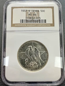 1937-S Texas Commemorative Half Dollar 50c NGC MS 66 - Picture 1 of 4