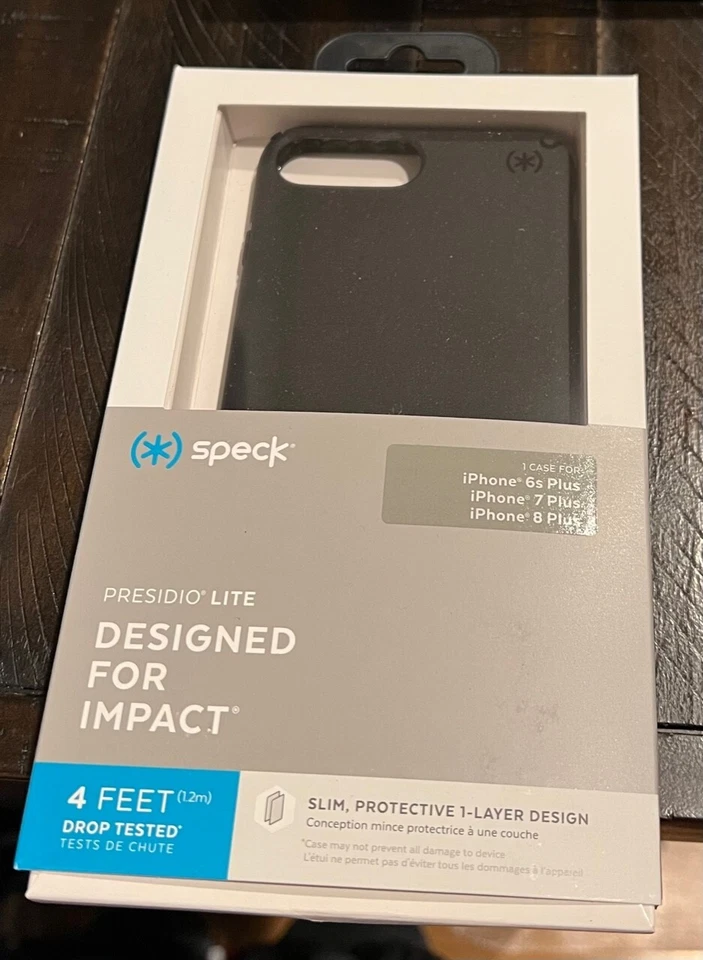 NEW Speck Presidio Lite slim thin Case for iPhone 8 Plus / 7 Plus (5.5") - Black - Image 1 of 1