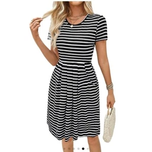 NEW Striped Ribbed Casual Dress w/ Pockets XL - Picture 1 of 3