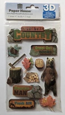 Out In The Country Great Outdoors Camping Hiking Scrapbook Stickers Paper House - Image 1 of 2