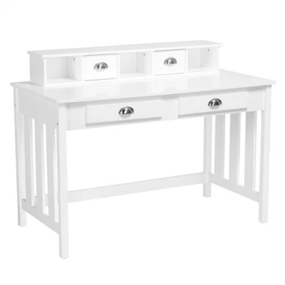 Writing Study Desk Computer Workstation Dressing Table w/4 Storage Drawers,White - Image 1 of 4