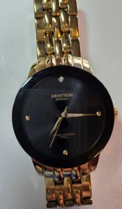 Reloj Hombre Armitron Diamond 20/4952GP Negro/Dorado No Probado - Imagen 1 de 5