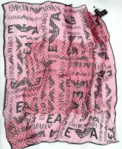 Armani Nuevo Auténtico 100% Seda Rosa Negro Transparente Talla Única Bufanda Cuello Envoltura 25" x 25" - Imagen 1 de 14
