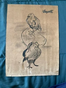 VINCENT VAN GOGH drawing and painting on old paper signed stamped vintage - Picture 1 of 2