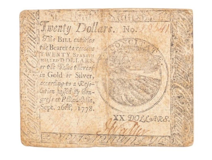 1778, $20 Continental Currency Note Sept. 26 Revolutionary War Note Paper Money - Image 1 of 2