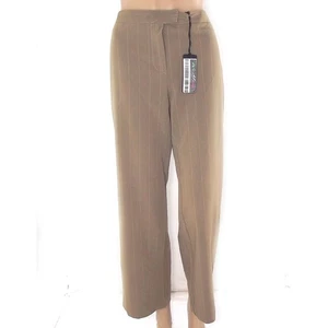 Pantalone Da Donna Beige Taglia 44 Stile Classico Elegante Gamba Dritta Gessato - Picture 1 of 11