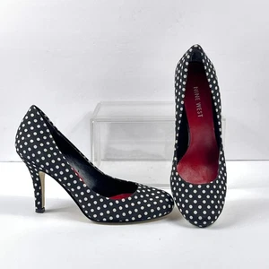 Scarpe decolte nere bianche a pois tacco alto donna taglia 5 Nine West stiletto - Foto 1 di 11