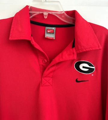 Nike Georgia Bulldogs Polo Shirt Mens Large Red Football NCAA Nike Fit Dry - Image 1 of 4