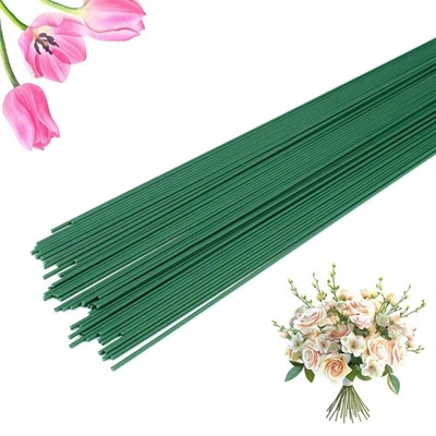 50 Pieces Floral Wire Stems Flower Stem Dark Green for...  - Image 1 of 4