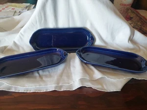 FIESTA WARE Set Of 3 Relish Tray Corn Cob Dish Holder COBALT BLUE Retired USA - Picture 1 of 5