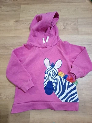 Mini Boden Girls Pink Zebra Pullover Hoodie  Applique Sweatshirt Size 5-6Y - Image 1 of 4