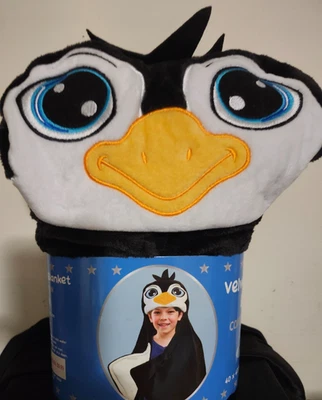 KIDS HOODED PENQUIN Kids Plush Velvet New NWT  40 X 47.5 & DAILY SHIPPING! - Image 1 of 4