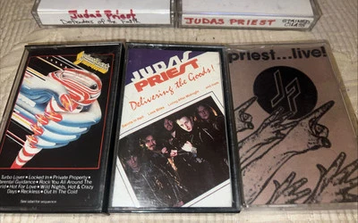 Judas Priest 5 Cassette Tape Lot, Stained, Defenders, Turbo, Delivering, Live - Image 1 of 4