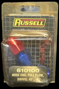 Russell 610100 Full Flow Hose End -8 AN 45 Degree Swivel Red/Blue - Bild 1 von 3