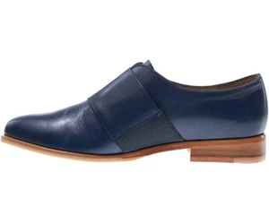 Premium Handmade Men Navy Blue Leather Shoes Moccasins Monk Strap Shoes Formal - Picture 1 of 6