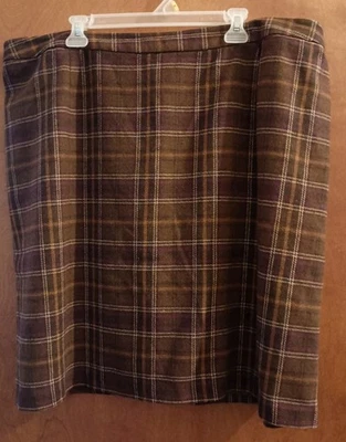 Falda lápiz Jessica London para mujer marrón a cuadros mezcla de lana talla grande 24 3XL Foto 1 de 4