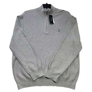 Polo Ralph Lauren meliert grau Waffelmuster 1/4-Reißverschluss Pullover Shirt Herren XXL neu mit Etikett $ 138 - Bild 1 von 4