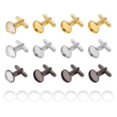 Kit de gemelos en blanco de latón de 14 mm - 12 piezas (tono plateado/tono dorado/gris negro) Foto 1 de 4