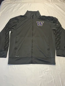 Nike Dri Fit NCAA University Of Washington Huskies Full Zip Up Jacket Gray Men L - Picture 1 of 13