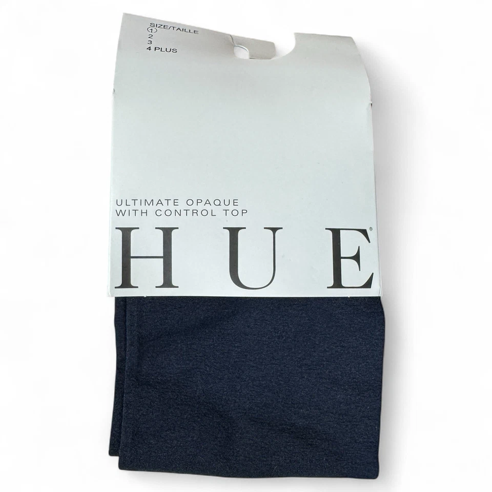 HUE Ultimate Opaque With Control Top Tights Navy Women Size 1 0405