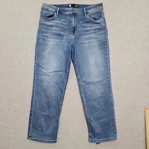 Kut From The Kloth Elizabeth Crop Jeans High Rise Straight Medium Wash Gr. 14 Freyed - Bild 1 von 11