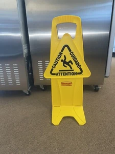 Set Of 3 Wet Floor Caution Restrooms Cleaned Attention Signs Commercial - Picture 1 of 9