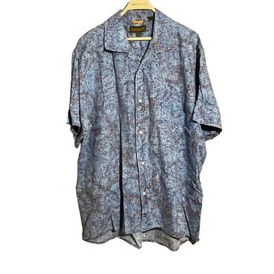 Camisa Timberland Lino Hawaiano Botón Hombres Talla XL Informal Ropa de Trabajo Verano Bolsillo Foto 1 de 4