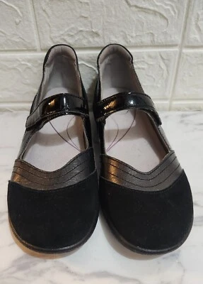 Zapatos Sanita Mary Jane para mujer mocasín negro gamuza cuero correa talla 39 Foto 1 de 4