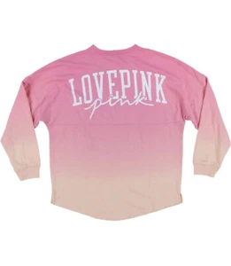 Vs Victorias Secret Pink Varsity Crew Sweater Jacket Top Peached Neon Dip Dye L - Picture 1 of 3