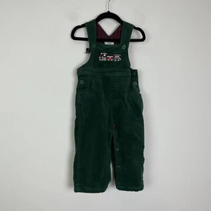 Kitestrings By Hartstrings Green Christmas Holiday Train Overalls Size 12 Months - Picture 1 of 7