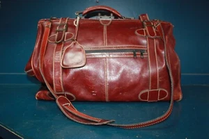Borsa a tracolla vintage Gladstone tutta pelle marrone grande 20 x 12 x 12" viaggio - Foto 1 di 24