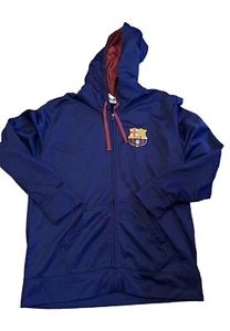 FCB FC BARCELONA FULL ZIP HOODIE Jacket OFFICIAL MERCHANDISE BLUE MEN'S XL - Picture 1 of 4