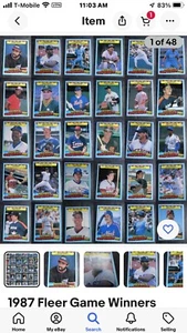 Baseball game winners 1987 Fleer 44 Card Set - Picture 1 of 4