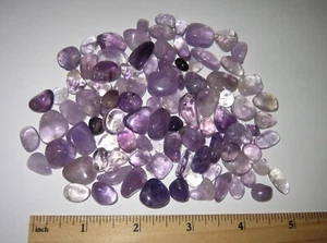 102 TUMBLED POLISHED 0.2"- 0.6" LIGHT PURPLE AMETHYST CRYSTAL STONES ~ 138.9g *5 - Picture 1 of 3