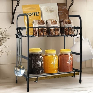 Coffee Bar Organizer Countertop Station Kitchen Mug Cup Holder Condiment Storage - Picture 1 of 12