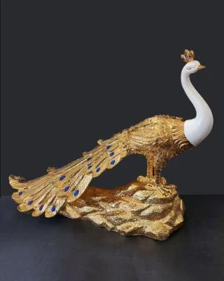 Statua pavone bianco e oro, oro o argento - Immagine 1 di 4